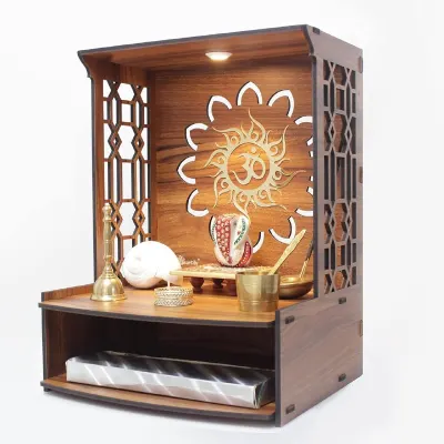 Heartily® Mangal Beautiful Wooden Pooja Stand for Home, Temple, Office, Wall Mounted Puja Mandir at ₹659