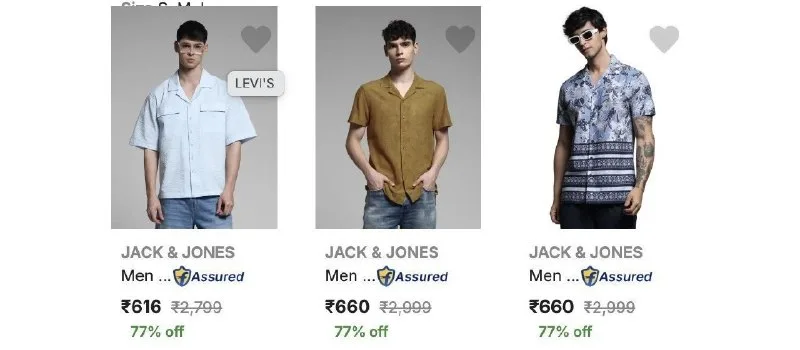 Jack & Jones Men's Clothing At ₹ UPTO 77% OFF | Starts 299