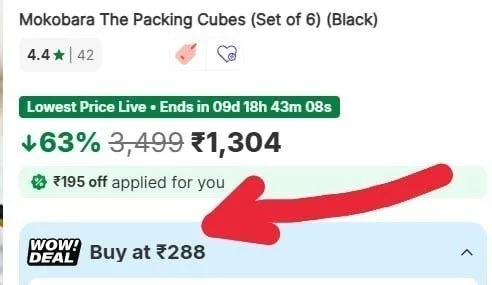 Mokobara the packing cubes set of 6at at ₹288
