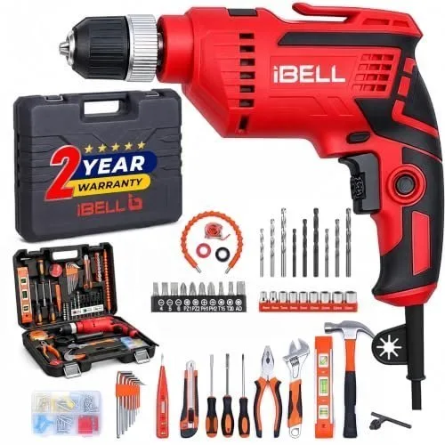 IBELL Professional Tool Kit with Impact Drill TD13-100 | 650W | Copper Armature | 13mm Keyless Auto Chuck | 2800 RPM | 115-Piece Home Esial  at ₹3,298