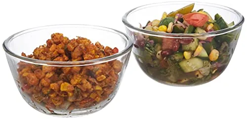 Amazon Brand - Solimo Borosilicate Round Glass/Mixing Bowl (Set of 2, 1100 ml) | Transparent at ₹270