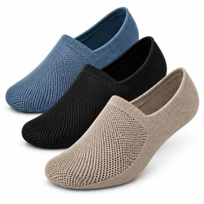 Loafer Socks for Men, Cotton No Show Low Cut Socks with Anti at ₹359