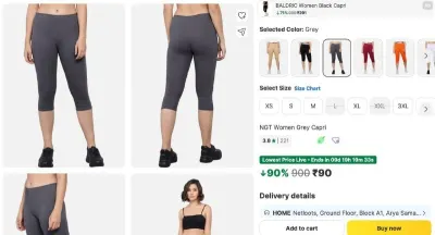 NGT Women Grey Capri at ₹90