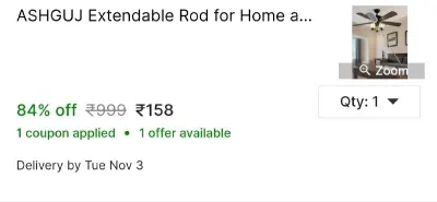 ASHGUJ Extendable Rod for Home and Office at ₹158