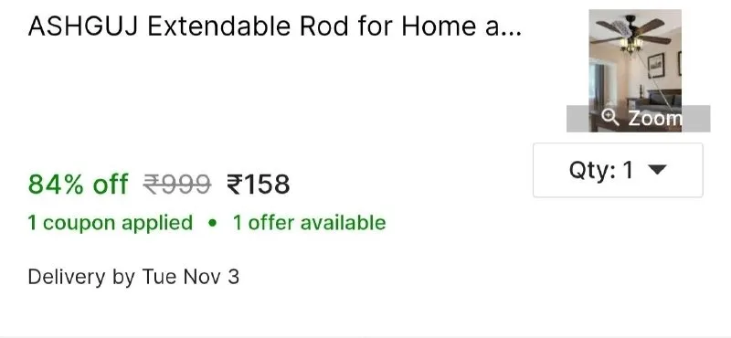 ASHGUJ Extendable Rod for Home and Office at ₹158