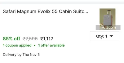 Safari Magnum Evolix 55 Cabin Suitcase 8 Wheels - 22 Inch at ₹1,117