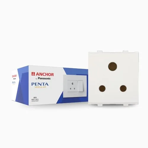 Anchor by Panasonic Penta Modular 2 Module 6 Amp 3 Pin Round Socket W/O Shutter (White, 65208-10) at ₹91