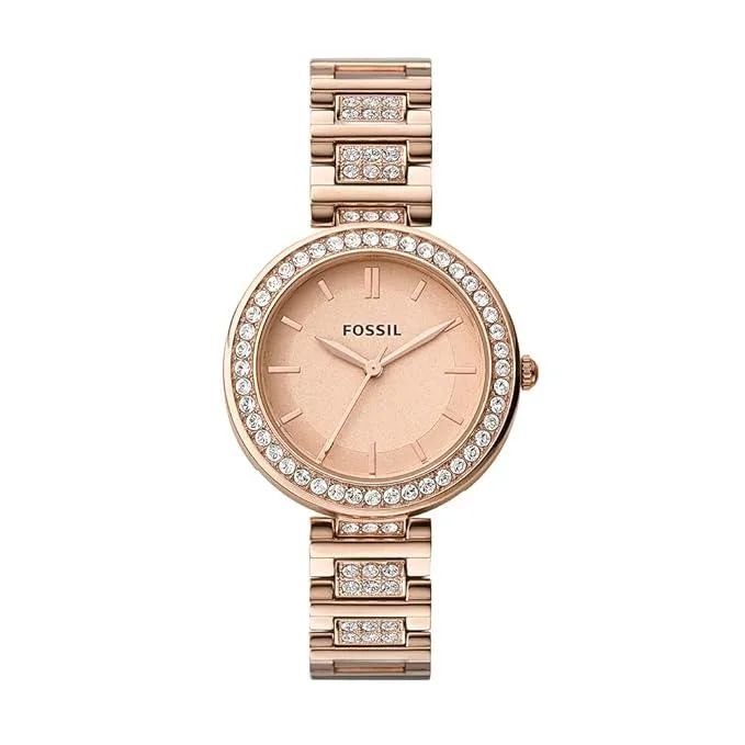 Fossil Stainless Steel Women Karli Rose Gold Dial Analog Watch at ₹6,102