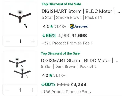 BLDC with Remote Ceiling Fan at ₹1,698
