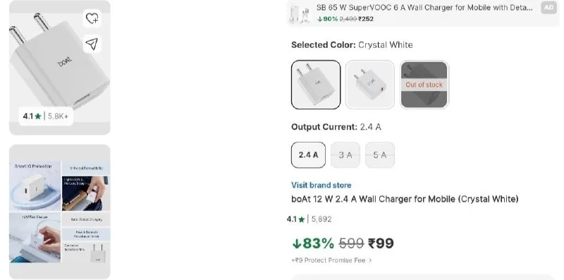 Boat Charger, 12W at ₹129
