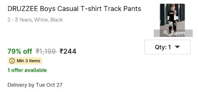 DRUZZEE Boys Casual T-shirt Track Pants at ₹244
