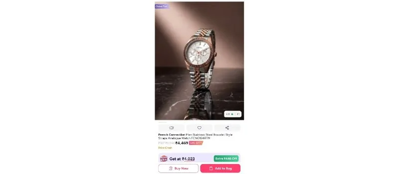 French Connection Men Stainless Steel Bracelet Style Straps Analogue Watch FCN0124RTM at ₹3,039