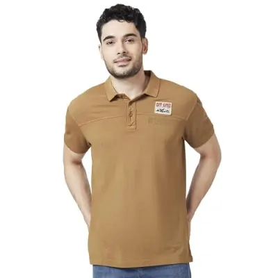 Spykar Men's Slim Fit Polo Neck Half Sleeve Printed Casual T-Shirt at ₹279