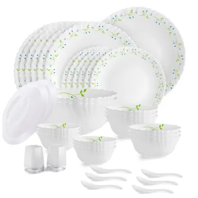 CELLO Tropical Lagoon Dazzle Series Opalware Dinner Set of 37 Pieces For Family of 6 at ₹1,409