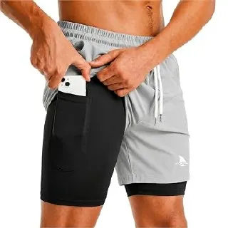 Men’s 2 in 1 Active Dual Shorts with Inner Tights at ₹448