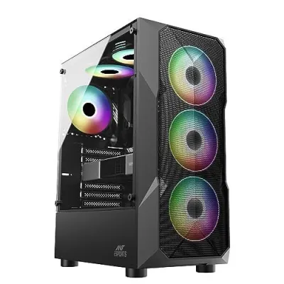 Ant Esports ICE-300 Mesh V2 Mid Tower Gaming Cabinet | High Airflow Mesh Front Panel | 4 Pre-Installed 120mm ARGB Fans | ATX, Micro-ATX, Min at ₹2,049
