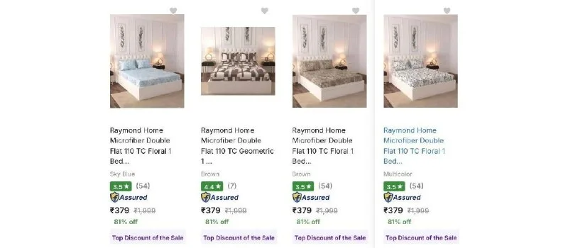 Flat 81% Off On Raymond Bedsheets