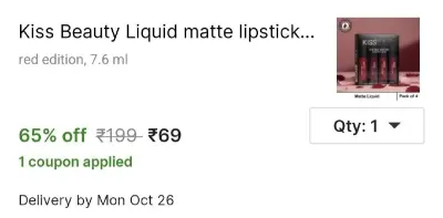 Pack of 4 Lipstick Combo at ₹69
