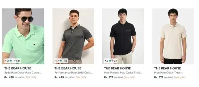 The Bear House Polo Tshirts at ₹478