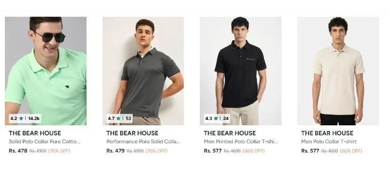 The Bear House Polo Tshirts at ₹478