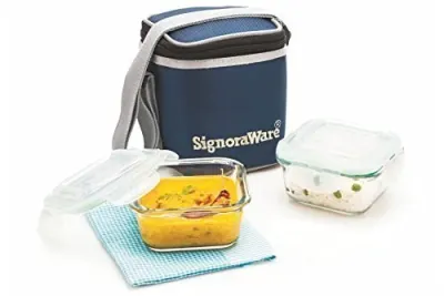 SignoraWare Director High Microwave Safe Office Lunch Box Set with Bag | Borosilicate Glass | Safety Lock Airtight Tiffin Containers (Set of at ₹444