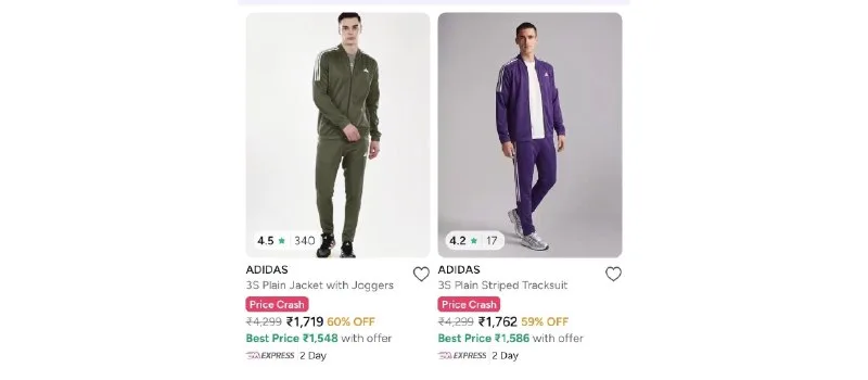 Adidas Tracksuits at ₹1,762