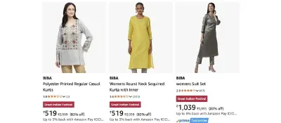 FLAT 83% OFF On BIBA Women's Clothing