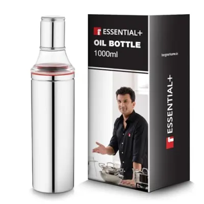 Esial Plus Stainless Steel Oil Bottle for Kitchen 1000ml, Oil Dispenser Bottle with Cap, Durable, Precise Pouring, Easy to Refill and Flow,  at ₹231