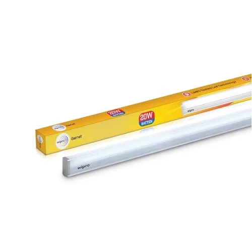 wipro Polycarbonate Garnet 20W LED Batten For Living Room & Bedroom | Bright & Energy Efficient Tubelight For Home | Cool Day Light (6500K)  at ₹139