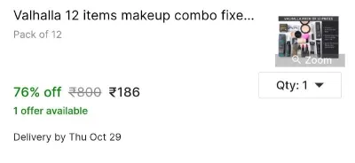 Valhalla 12 items makeup combo fixer compact powder concealer serum lipstick at ₹186