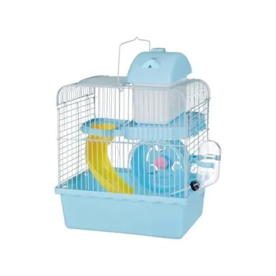Amazon Basics Hamster, Gerbil, Guinea Pig Cage and Playhouse | Blue | Spacious for Small Pets| Plastic| 2 Level | Double Story with Slide, E at ₹749