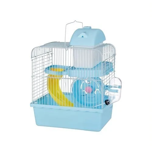 Amazon Basics Hamster, Gerbil, Guinea Pig Cage and Playhouse | Blue | Spacious for Small Pets| Plastic| 2 Level | Double Story with Slide, E at ₹749