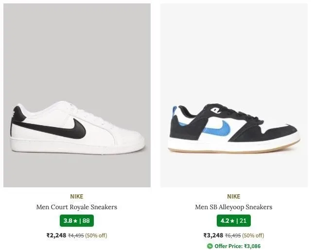 NIKE D2C Sneakers at minimum 50% Discount