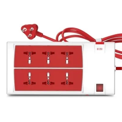 GM 3059 Power Strip | 6 Universal Sockets + Master Switch | 2m Heavy-Duty Cord | Surge Protector | Child Safety Shutters | LED Indicator | E at ₹765