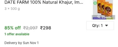 DATE FARM 100% Natural Khajur, Immunity, Arabian Wet Dates at ₹298