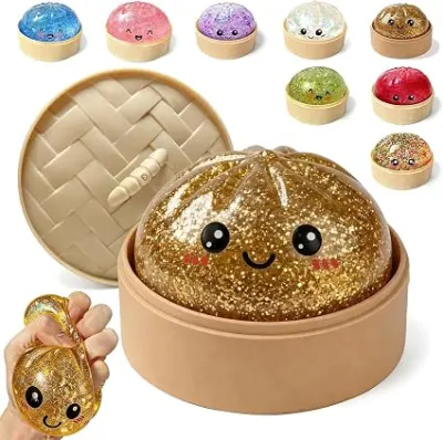 Multicolor Squishy Ball Stress Toy | Slow-Rising Squishy Fidget Toy with Glitter Mystery Box | Colorful Dumpling Design Sensory Stress Relie at ₹199
