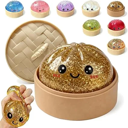 Multicolor Squishy Ball Stress Toy | Slow-Rising Squishy Fidget Toy with Glitter Mystery Box | Colorful Dumpling Design Sensory Stress Relie at ₹199