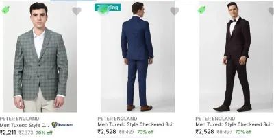 Upto 70% Off - Peter England Men's Readymade Suits