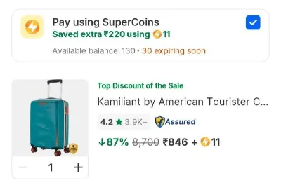 Kamiliant by American Tourister Combination Lock-Triprism colourburst Cabin Suitcase 4 Wheels at ₹846