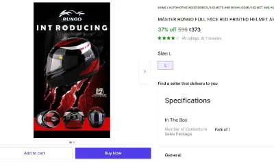 Motorbike Helmet (RED PRINTED) at ₹373