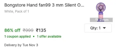 Bongstore Hand fan99 3 mm Silent Operation 3 Blade Table Fan at ₹135
