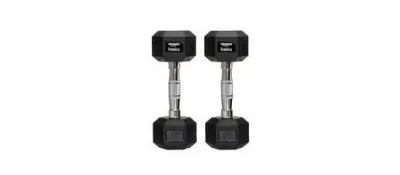 Amazon basics Rubber Encased Hex Dumbbell Weight Set Of 2, 10 Kg,Black at ₹1,234