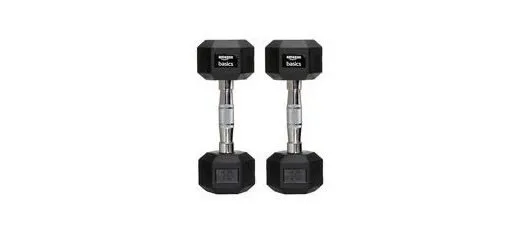 Amazon basics Rubber Encased Hex Dumbbell Weight Set Of 2, 10 Kg,Black at ₹1,234