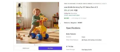 Giraffe Pull-Along Toy at ₹122