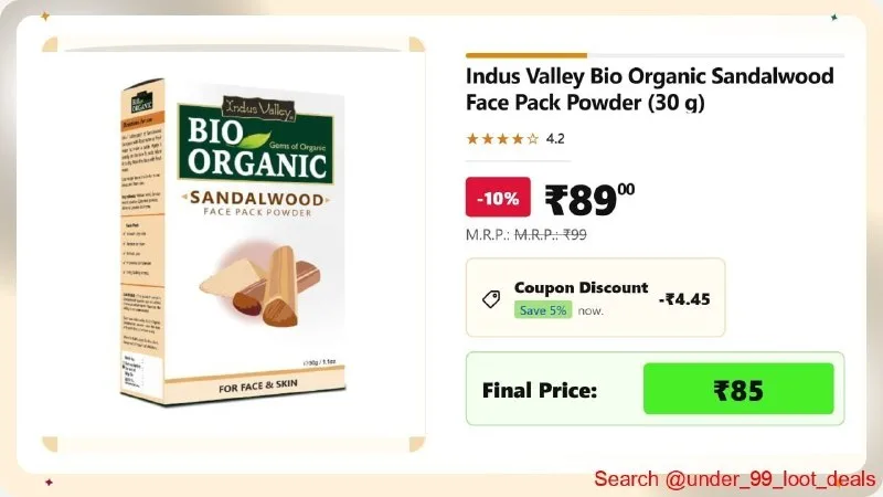 Indus Valley Bio Organic Sandalwood Face Pack Powder (30 g) at ₹85