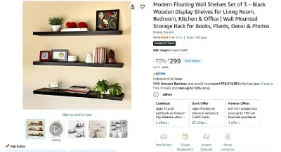 Wooden Shelves (3 Pieces) at ₹299