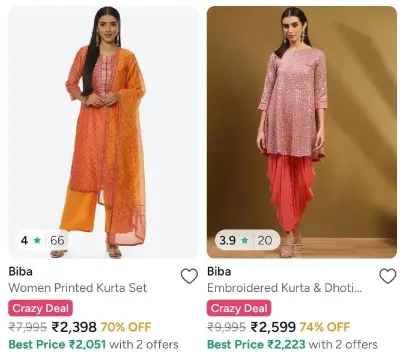 Upto 75% OFF on Biba Womens Clothing