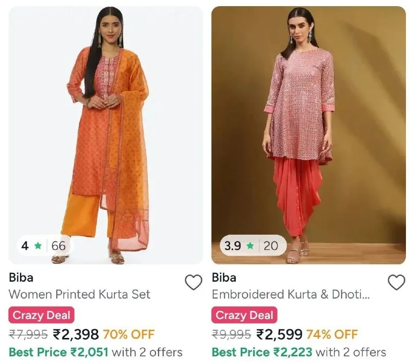 Upto 75% OFF on Biba Womens Clothing