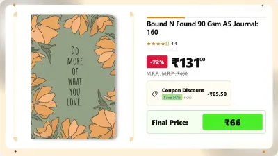 Bound N Found 90 Gsm A5 Journal at ₹131