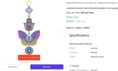 Wooden fusion Butterfly designer wall hanging at ₹65